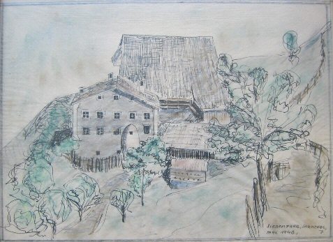 Siebenfahrerhof 1948, gemalt von Marianne Jörn, jetzt Spraiter
