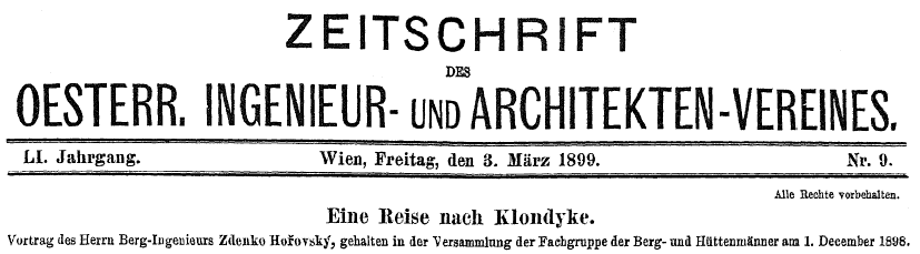 Zeitungskopf Zeitschrift des Oesterr. Ingenieur- und Architektenvereines